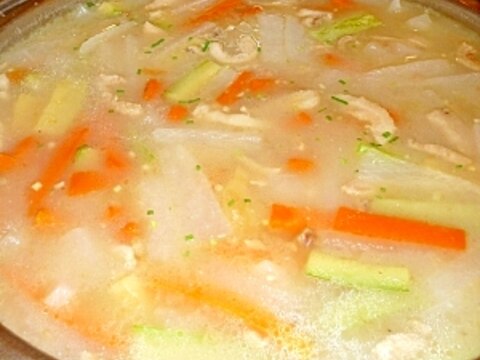 炒めて煮るからコクが出る！鶏肉と野菜の中華スープ